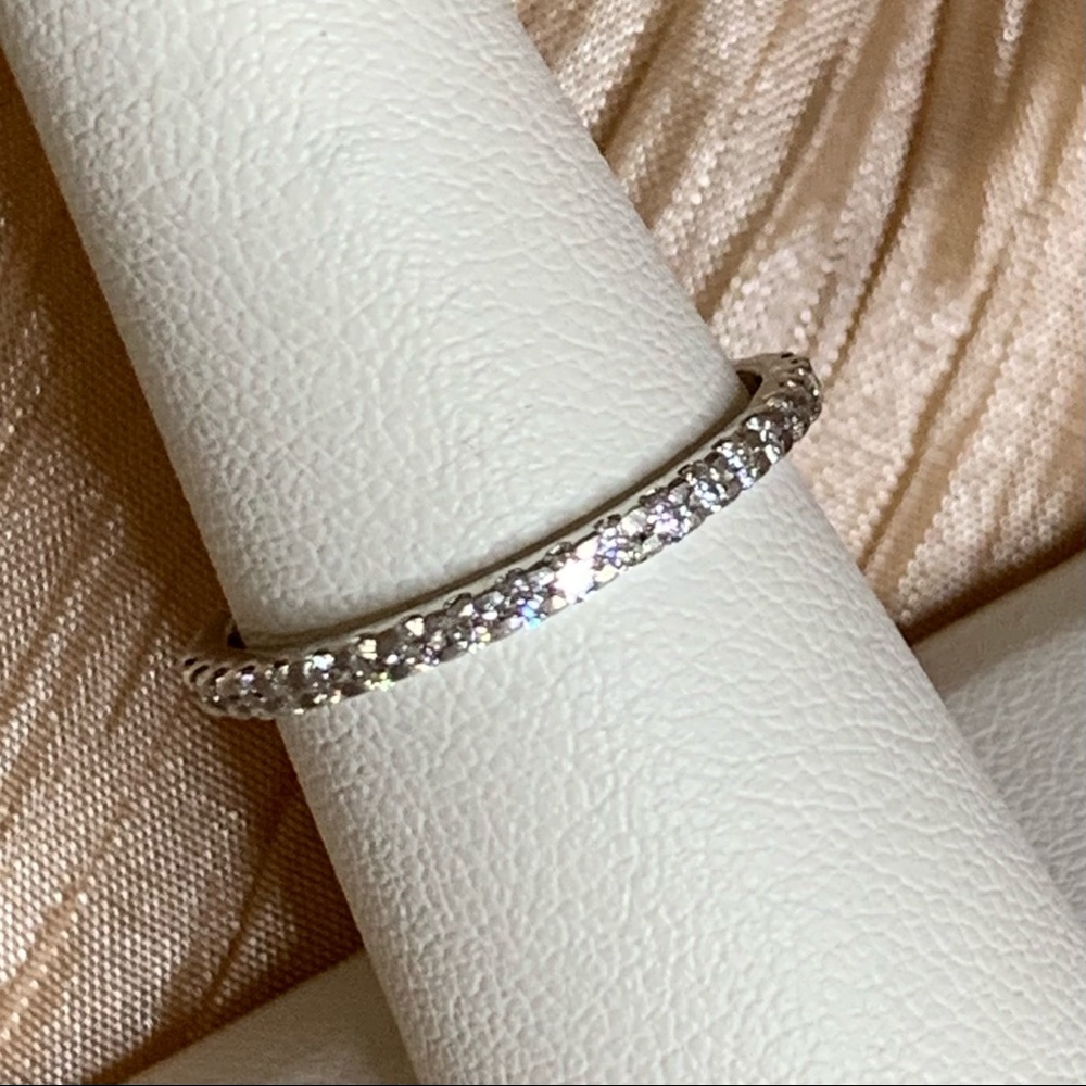 NEW Moissanite Infinity Band, Platinum/925 Silver